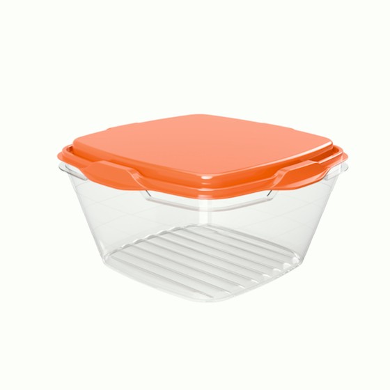 Food container 500ml,  12.4 x 12.4 x 6.7 cm (BPA FREE Polypropyle) Orange lid